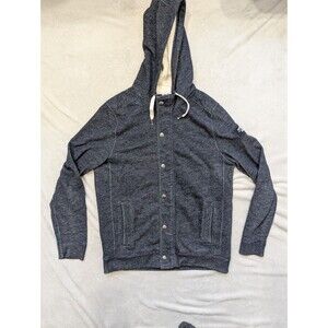 Abercrombie & Fitch Men Hoodie Jacket Button Zipper Sweatshirt Blue Large Heavy